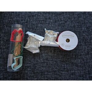 Christmas Baking Bundle Ankyo Cookie Cutters Rolling Pin & Wondershop Red Ribbon